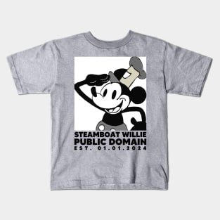 Steamboat Willie. Public Domain Est. 01.01.2024 - 4 Kids T-Shirt